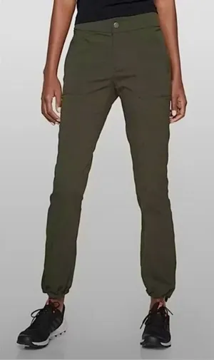 Athleta Womens Size 8 Petite Trekkie Jogger Pants Dark Green Zipper Pockets High thumbnail 1