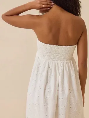 Altar'd State Paige White Strapless Eyelet Mini Dress thumbnail 5