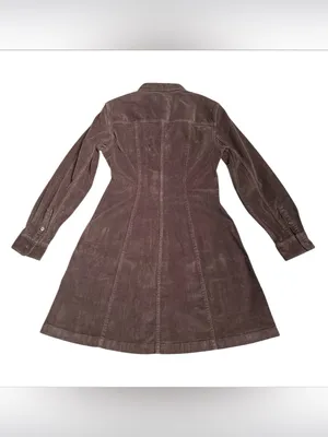 Madewell Seamed Button-Up Mini Dress in Corduroy brown NY264 Size 2 NWT thumbnail 6