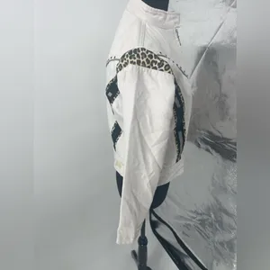 Biker USA design jacket size‎ small white with jaguar print thumbnail 2