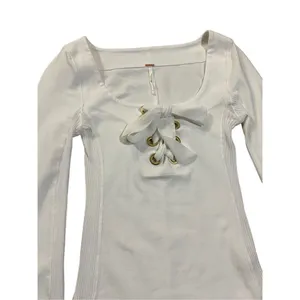 Free People White Looking Back‎ Lace-Up Top sz XS thumbnail 13
