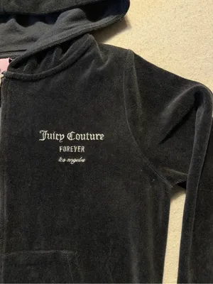 Juicy Couture x Forever 21 Women’s Small Black Velour Rhinestone Zip Glam Hoodie thumbnail 3