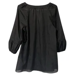 Ann Taylor Blouse Top Women Medium Black 3/4 Sleeve V Neck Pullover‎ Career City thumbnail 2