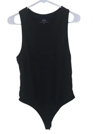 KN Klassy Network Large Black Ribbed Bram Bodysuit Snap-Button thumbnail 1