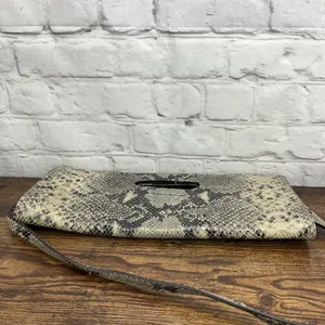 Michael Kors Snakeskin Leather Clutch With‎ Shoulder Strap Sand thumbnail 3