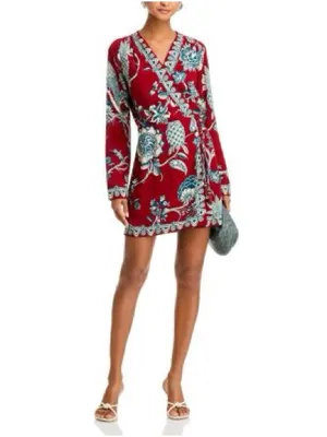 Farm Rio Red Tropical Landing Wrap Mini Dress thumbnail 9