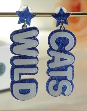 Kentucky Wildcats‎ Earrings Blue Glitter Star Dangle Drop Statement Jewelry New thumbnail 1