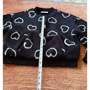 No Boundaries Heart Print Faux Fur Bomber Jacket Size M thumbnail 3