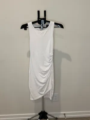 Leith White Ruched Asymmetrical Midi Dress XXS thumbnail 2