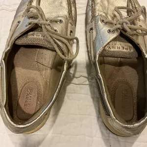 SPERRY Top-Sider Boat Shoes Gold Metallic Leather Tweed Size 9 thumbnail 7