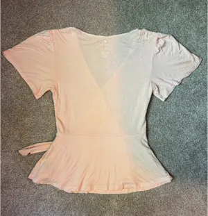 American Eagle Blush Pink Soft & Sexy Tie Waist Wrap Top thumbnail 2