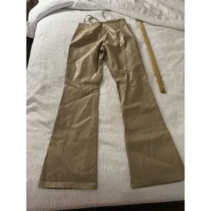 I.AM.GIA Faux Leather Tie-Up Flare Pants in the tan Size Large thumbnail 4