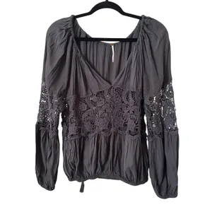 FREE PEOPLE Gotta‎ Love It Peasant Top Navy XS thumbnail 2