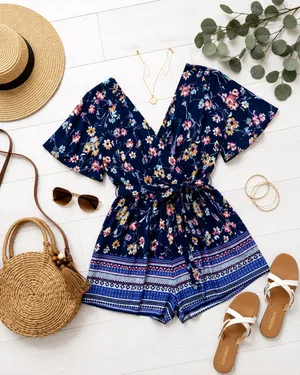 Floral Francesca's Romper Blue thumbnail 2
