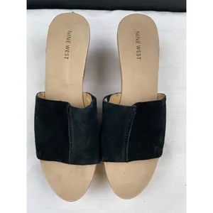 Nine West Women's Black Suede Shoes/Wedge Sandals Heel 4" Size 10 SKU 3742 thumbnail 4
