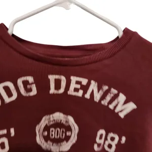 BDG Urban Outfitters Red Colorblock Lettuce Trim Ribbed T-Shirt Crop Top Large thumbnail 5