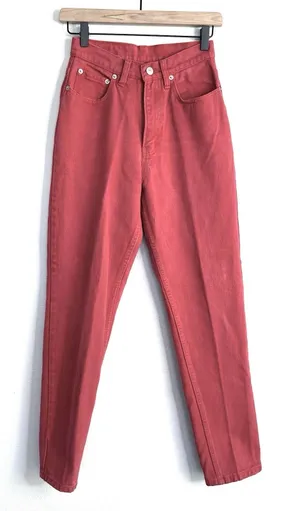 Vintage 90s JORDACHE 100% Cotton Red High Rise Jeans Sz 7/8 23” XS Butter mom thumbnail 1