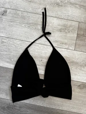 Nasty Gal Black Halter Crop Top with Silver Front Ring thumbnail 3
