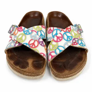 Birkenstock Birki's 36 US 5 Sandals Slide Peace Sign Print Criss Cross Straps thumbnail 1