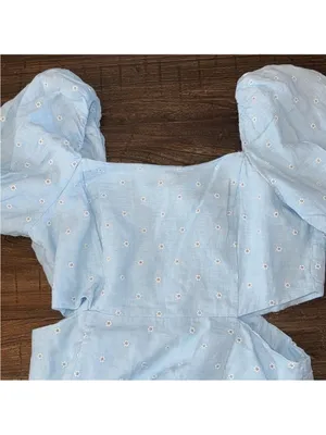 Lilly Pulitzer Kylanne Embroidered Linen Mini Dress Baby Blue Cutout Size 12 NWT thumbnail 6