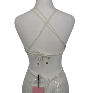 Hello Molly White Sequin‎ Cutout Midi Dress V-Neck Tie Back Formal Gown XS US 2 thumbnail 8