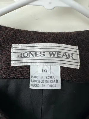 Jones Wear Black and Brown Tweed Button Blazer Jacket Size 14 thumbnail 3