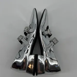 GB Silver‎ Metallic Double Strap Mary Jane Square Toe Block Heel Shoes Size 11 thumbnail 7