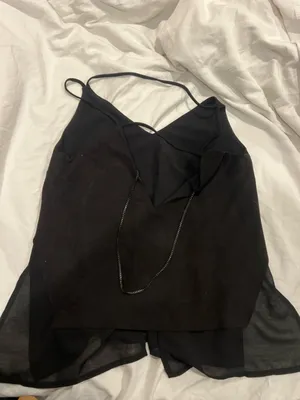 Ethereal suede chainBlack Strappy Cami Top thumbnail 2