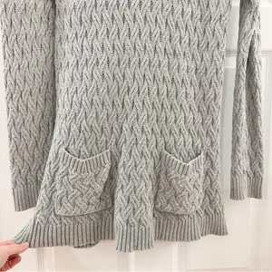 Jeanne Pierre Cable Knit Fisherman Tunic Sweater Gray thumbnail 4