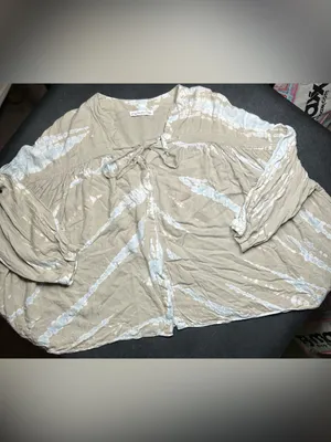 Young Fabulous & Broke Size L Beige Tie Dye Long Sleeve Peasant Blouse thumbnail 3