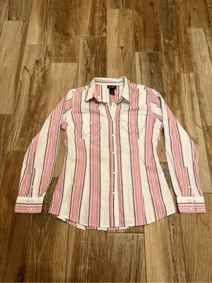 Wrangler Women's Retro Snap White Multicolor Strip Shirt thumbnail 2