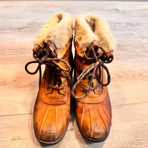 Merrell Chateau Mid Lace Fur Lined Lace Up Boots Brown Women US 7 Brown Oak‎ thumbnail 4