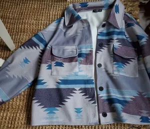 Aztec style jacket in blue and gray size XL women's worn once Like new thumbnail 1