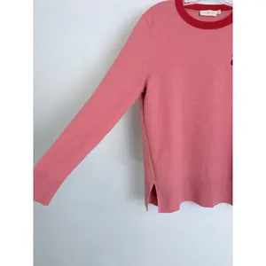 Tory Burch Pink Red Cherry Embroidered Crewneck Knit Sweater M thumbnail 4