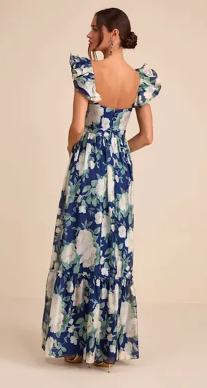 Lulus Blue Floral Dress thumbnail 2