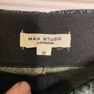 Max Studio Green geometric pattern wide leg pants‎ pockets women's size medium thumbnail 3