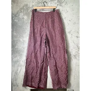 Anthropologie Maeve Avery Silk Wide Leg Pleated Trousers Geo Print 16 Tall New thumbnail 4