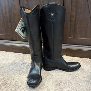 Frye Melissa Leather Knee High Riding Boots US Women's 5.5B Round Toe Logo thumbnail 7