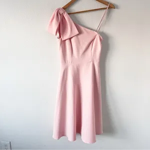 Gal Meets Glam Yvonne Light Pink One Shoulder Glam Wedding Guest Mini Dress thumbnail 4
