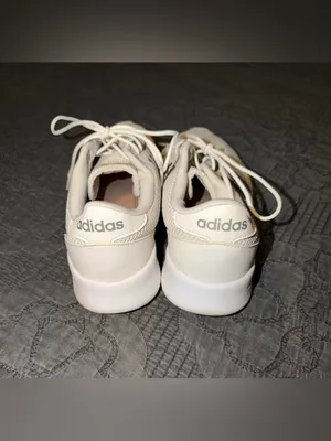 adidas Women’s Cream Knit Sneakers with metallic Stripes thumbnail 3