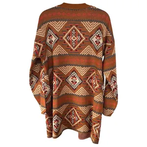 Savanna Jane Southwestern Sweater Brown Coastal Cowgirl Pattern Cardigan Large thumbnail 5