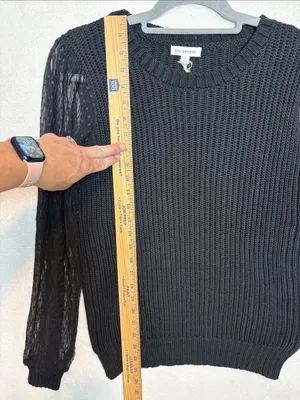 Blu Pepper sheer balloon sleeve Swiss‎ dot black sweater size L BIN E NEW thumbnail 6