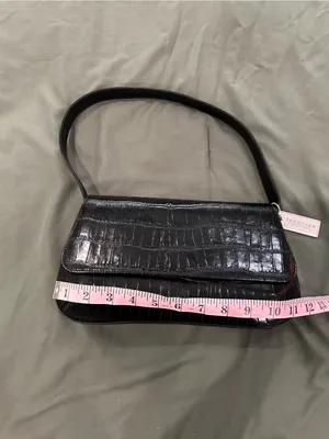 Reaction Kenneth Cole Black Croc-Embossed Shoulder Bag thumbnail 4