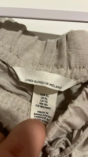 H&M Pants Linen Blend Pull-On beige Extra large  thumbnail 4