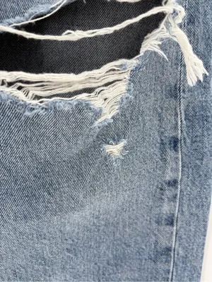 AGOLDE 90's Crop Mid-Rise light blue distress Loose Straight Jean denim size 28 thumbnail 6