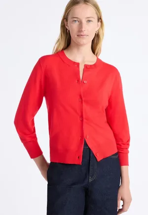 Free Assembly Womens Cardigan Size L Just Red Cozy Yarn Button Up Knit Sweater thumbnail 1