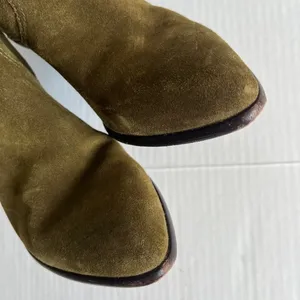Frye Reed Sz 7M Olive Green Suede Side Zipper Tall Casual Dress Heeled Boots thumbnail 3