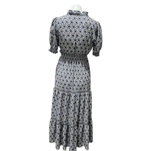 Max Studio Women's XS Blue Floral Maxi Dress Boho Chic 3/4 Sleeve thumbnail 5