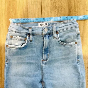 Agolde Womens Denim High Waist Jeans Sz 25 Stretch Comfort Chewed Hem Distress thumbnail 6