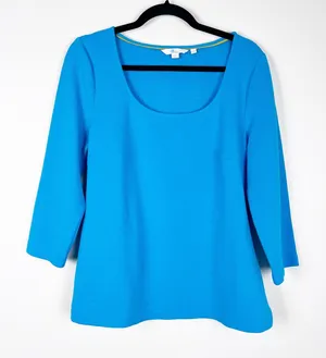 Boden Women's 3/4 Sleeve Scoop Neck Blouse Blue Sz 12 thumbnail 1